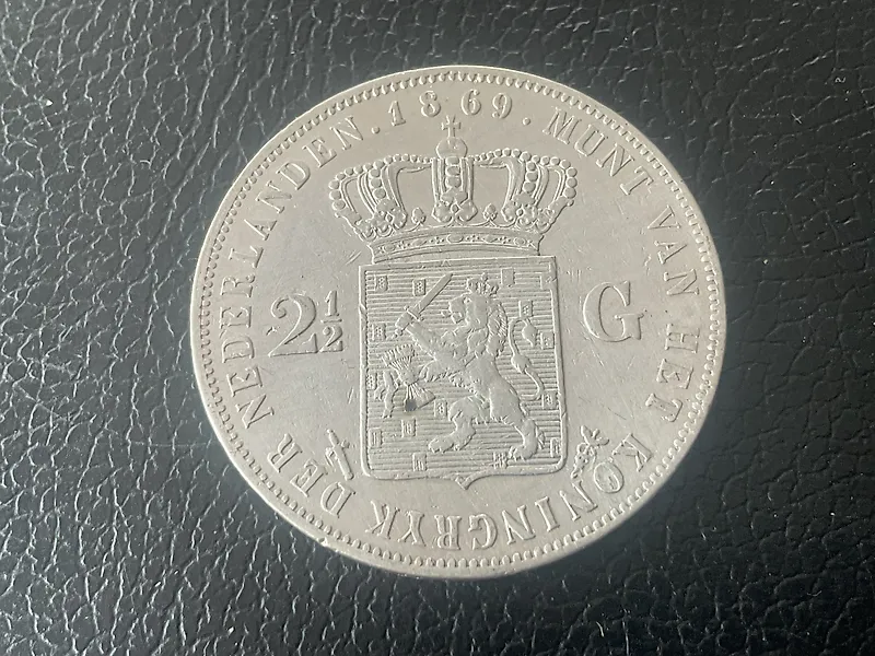 Netherlands. Willem III. 2 1/2 Gulden 1869  (No reserve price)