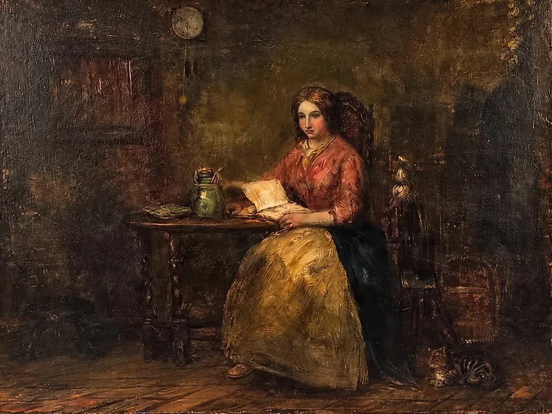 Henry Mark Anthony (1817–1886), Attributed to - Young Woman with a Book