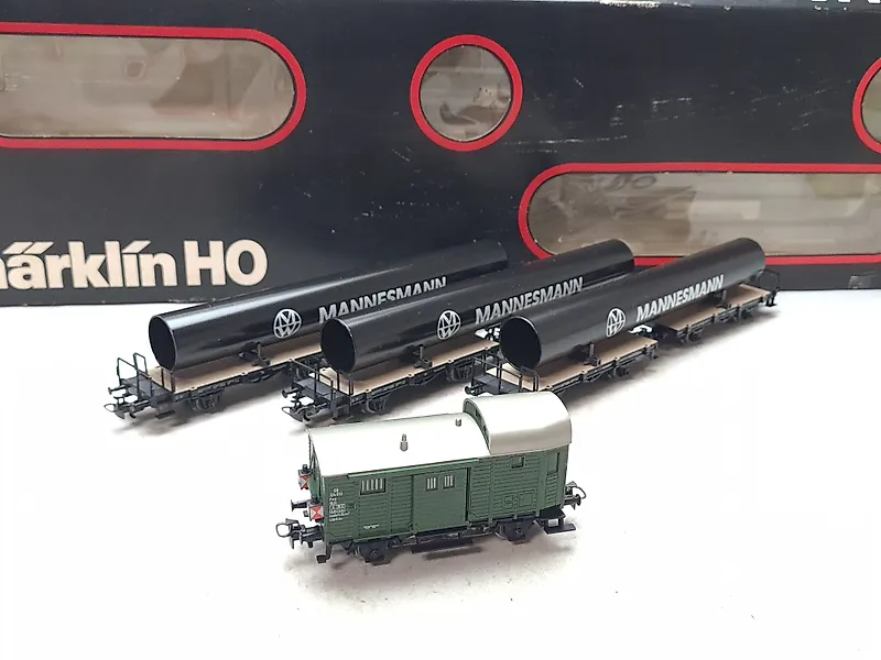 Märklin H0 - 2854 - Train set (1) - Set with Mannesmann pipe wagons and conductor wagon - DB