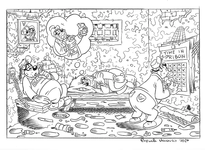 Pasquale Venanzio - Original drawing - Beagle Boys - Beagle Boys in prison - 2026