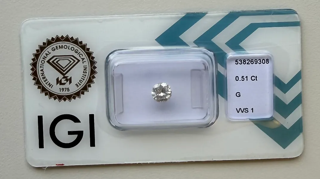 1 pcs Diamond  (Natural)  - 0.51 ct - Round - E - VVS2 - International Gemological Institute (IGI)