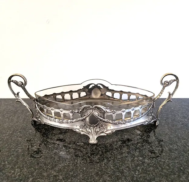 Jardinière - Silverplated, Glass