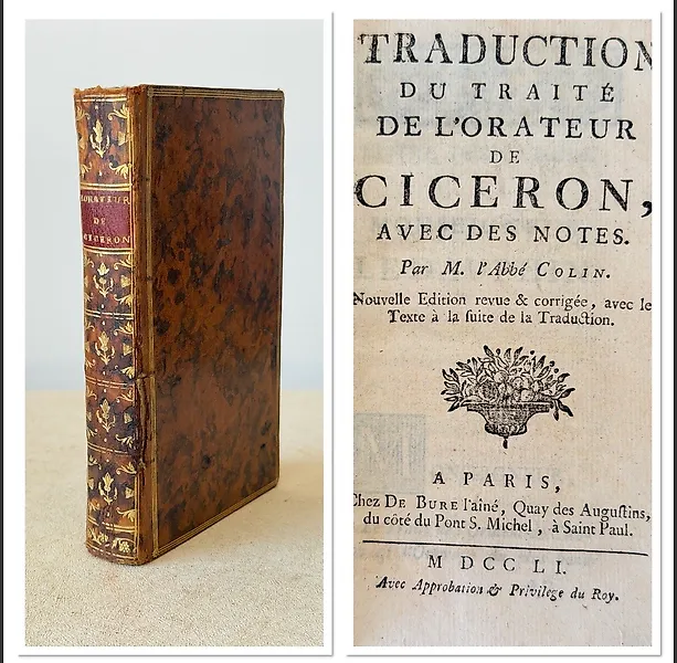Abbé Colin - Traité de l’orateur de Cicéron - 1751