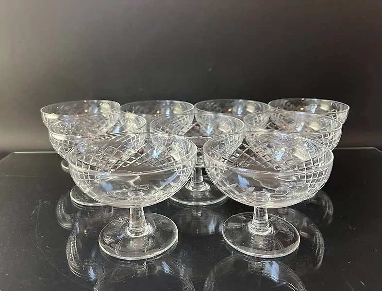 Arnis - Champagne glass (9) - Crystal - Engraved Mermaid (Vintage)