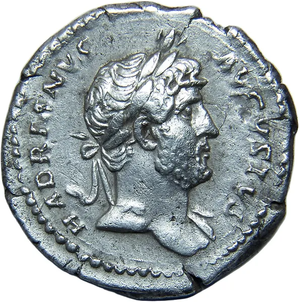 Roman Empire. Hadrian (AD 117-138). Denarius Rome, circa 124-125 A.D. COS III Virtus standing front, head to left