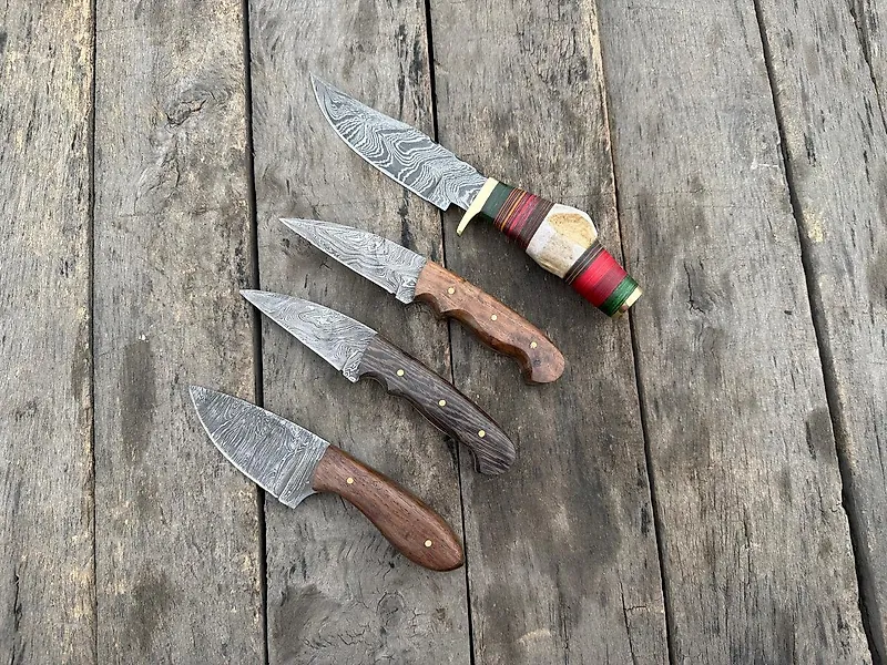 Kitchen knife - Prestigious Handmade Collectibles  Knives, Forged Steel, Wood & Stag Horn Handle - North America - Leather Sheaths (GN32)