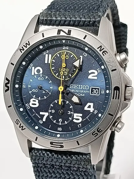 Seiko - Chronograph Quartz - Navy Blue Dial - Navy Nylon Strap - No reserve price - 7T92-0DX0 - Men - 2000-2010