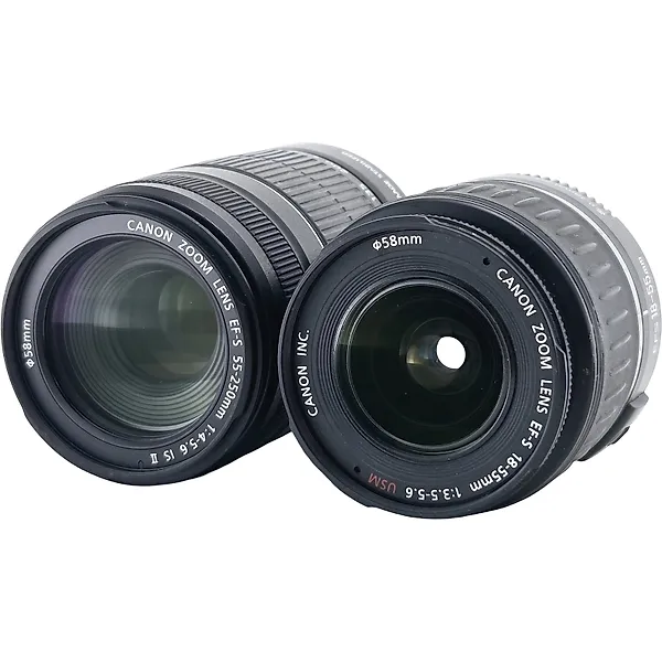Canon EF-S 55-250mm F4-5.6 IS II + EF-S 18-55mm F3.5-5.6 USM – 55-250 Almost Unused Zoomlens