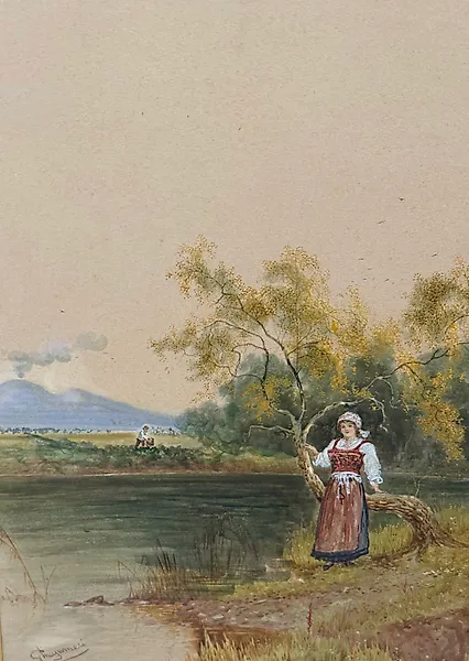 Giuseppe Musumeci (1902-?) - Contadini nei pressi di Napoli