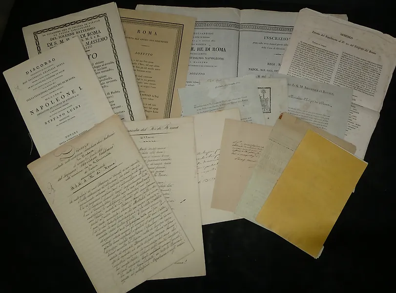 Comte de Montesquiou, Luigi Osio, Napoléon II - Ensemble de 15 documents : Naissance et Baptême du Roi de Rome - 1811
