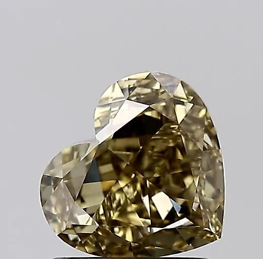 1 pcs Diamond  (Natural coloured)  - 1.51 ct - Heart - Fancy dark Yellow Brown - VS2 - Gemological Institute of America (GIA)