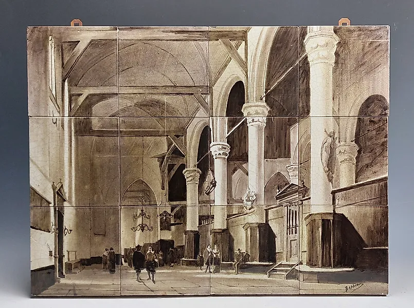 Tile - De Distel tegeltableau - Naar J. Bosboom - 1900-1910 - Saint Nicholas Church, Edam