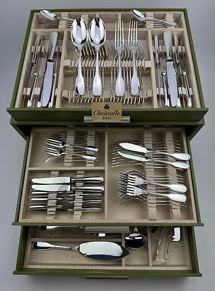 Christofle - Table service for 12 (127) - Touraine - Silverplated