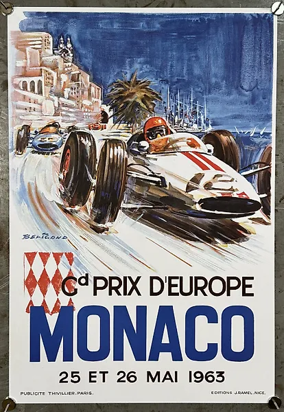 Michel Beligond - Grand Prix d’Europe Monaco 1963 | Publicite Thivillier Paris | Editions J. Ramel Nice ** Senza
