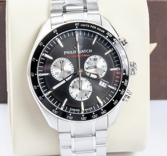 Philip Watch - Blaze - Chronograph & Date - Black/Panda - Swiss Made - FREE SHIPPING - Men - 2025+