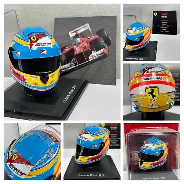 Spark 1:5 - Model car - Exclusivo! Fernando Alonso Ferrari 2012 Helmet 1/5 Scale SPARK - Limited Edition: 2-time Formula 1 World Champion