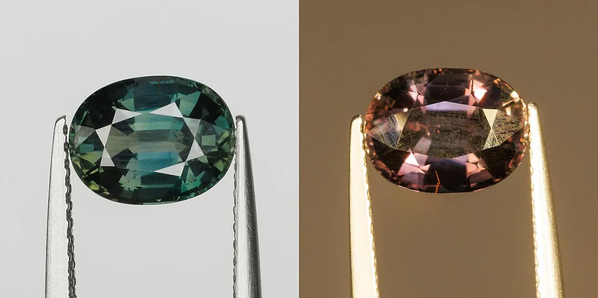 1 pcs  Green, Purple Sapphire  - 2.30 ct - Gemological Institute of America (GIA) - Color Change