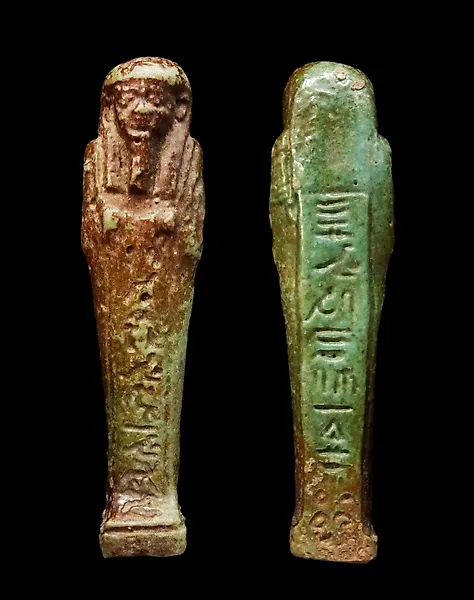 Ancient Egyptian Faience - Ushabti with a back column of hieroglyphs - 664/332 BC