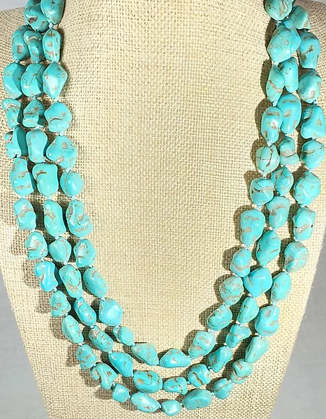 Howlite turquoise - VERY LONG - Stimulates Intuition and Neutralizes Negative Energies - Necklace