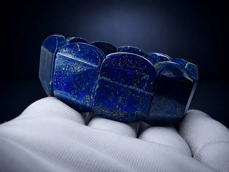 ***NO RESERVE*** Premium Lapis Lazuli Bracelet – Natural Deep Blue Stone Jewelry- 60 g - (1)