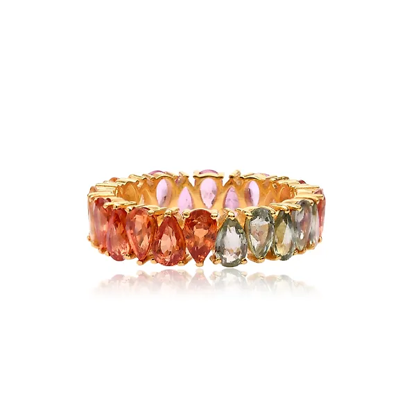 Cocktail ring - 14 kt. Yellow gold -  6.13ct. tw. Sapphire - Sapphire - Cocktail Band