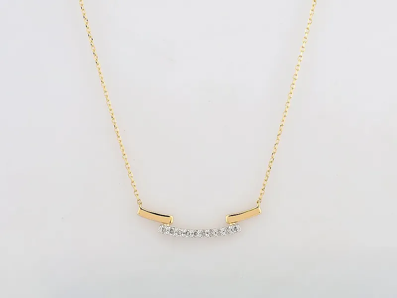 No reserve price - Necklace with pendant - 14 kt. Yellow gold -  0.13ct. tw. Diamond (Natural)