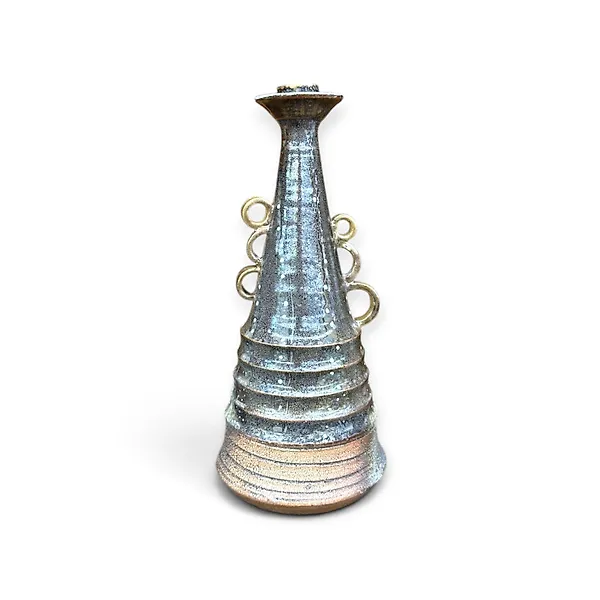 Masami Kobayashi – Sculptural Kasama-yaki Vase with Loop Handles and Speckled Glaze – Japanese - Porcelain - Kobayashi Masami - Japan - Reiwa period (2019 - present)