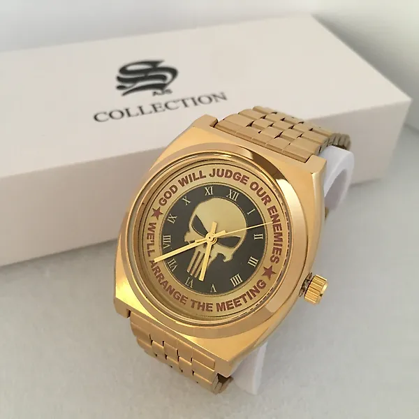 The Punisher Collectors Watch Hypoallergenic Surgical Steel 24 PVD KT Gold Plated - Unisex - 2020-2025