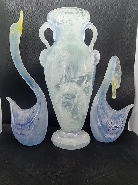 Jar (3) - Glass - Triptych in carved glass style