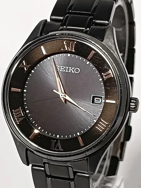 Seiko - Solar Titanium Watch – All Black - Gold-Tone Accents - No reserve price - V157-0CZ0 - Men - 2010-2020