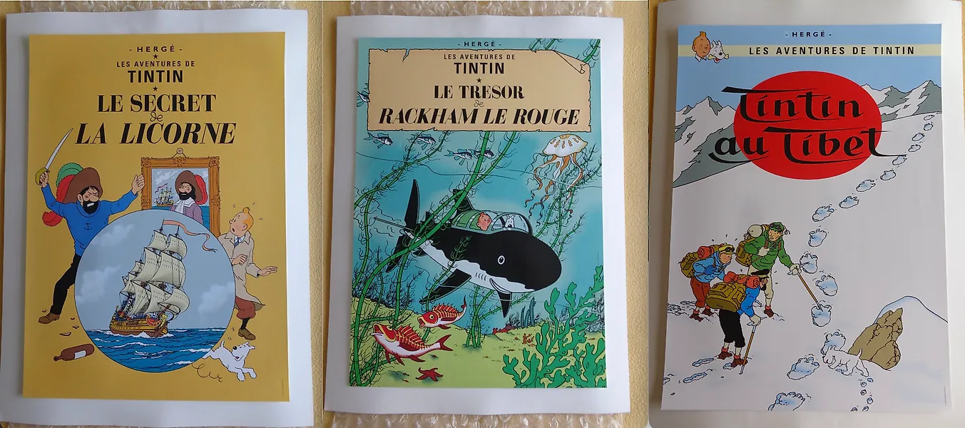 Tintin - Ensemble de 3 sérigraphies Hergé/Tintinimaginatio