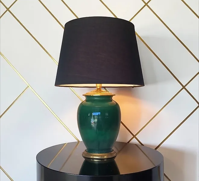 Lamp - Emerald Green - Enamelled ceramic and gilded brass