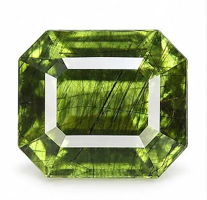 No reserve price - 1 pcs  Green Peridot  - 5.36 ct - International Colored Gemstone Association (ICA GemLab) - Rare Rutile - No Heated