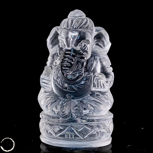 Natural quartz Ganesha – finely crafted sculpture with high transparency Masterpiece of craftsmanship 69.95 ct- 13.99 g