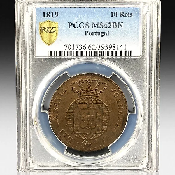 Portugal. João VI. 10 Réis (João VI) Coin - PCGS Certified - MS62 BN - 1819