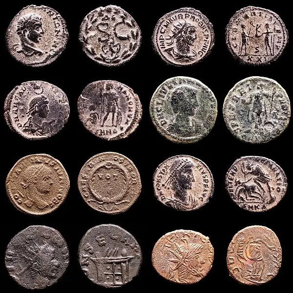Roman Empire. Lot comprising eight (8) coins: III-IV centuries AD.. Antoninianus, Follis, Maiorinas. Elagabalus, Tetricus I, Claudius II, Probus, Constantine II, Constantius II, Julian II and Arcadius  (No reserve price)