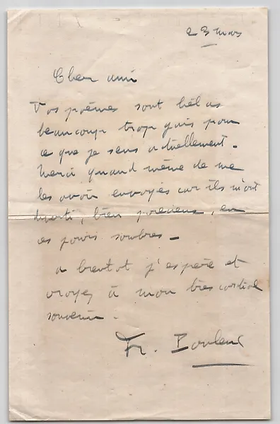 Francis Poulenc, compositeur et pianiste français - Lettre autographe signée - Remerciements pour l'envoi de poèmes - « Jours sombres » - 1950