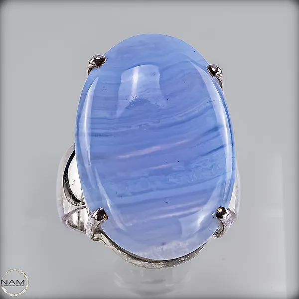 Elegant Blue Lace Agate Ring – Natural gemstone in a high-quality silver setting  50.9 ct- 10.18 g