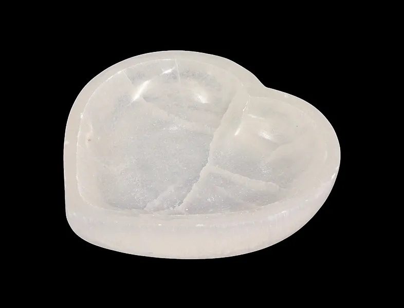 1.6kg Natural White Selenite Crystal Heart Bowl Chakra Healing Altar Decor - 200mm Bowl - Height: 20 cm - Width: 13 mm- 1600 g - (1)