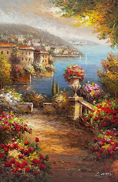 Christof Vevers (1962) - French Riviera ~ Côte d'Azur ~ Juan les Pins - Terrasse vue sur Mer