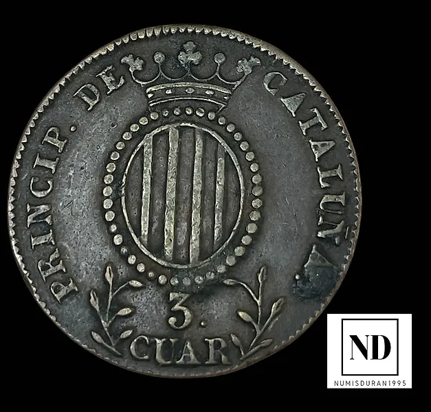 Spain. Isabel II. 3 Cuartos 1843 - Barcelona  (No reserve price)