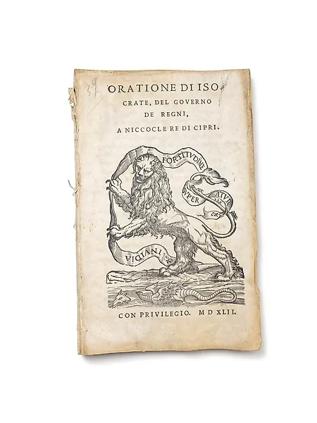 ISOCRATE - ORATIONE del Governo de’ Regni - 1542