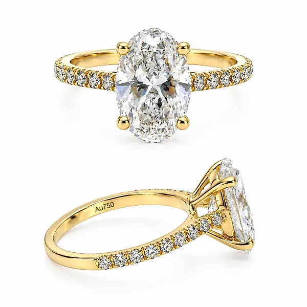 Ring - 18 kt. Yellow gold -  3.16ct. tw. Diamond (Lab-grown) - Diamond