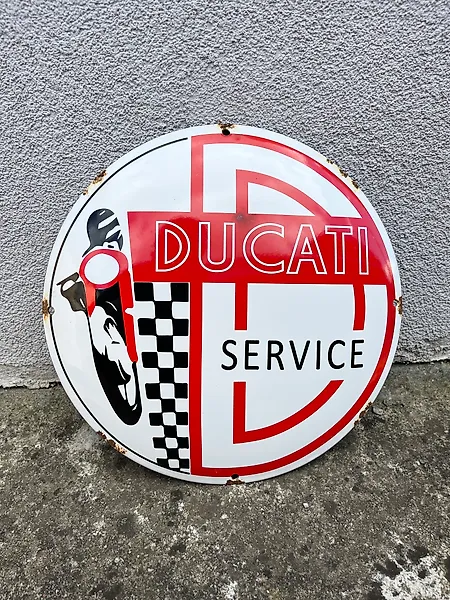 Ducati - Vintage Ducati Service Enamel Porcelain Sign Plaque 30 cm - Enamel sign - Enamel