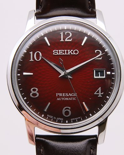 Seiko Reloj automático para hombre Presage SRPE41J1 con esfera roja, Azul,  Correa