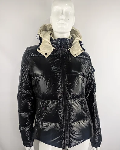 Moncler shiny puffer jacket with fur hood deals