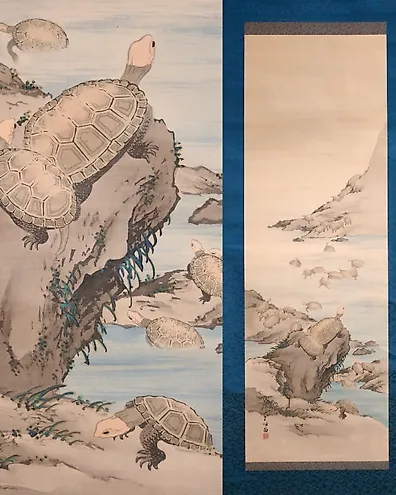 Hanging Scroll - Dragon flying over Mount Fuji 富士越龍 - Unknown artist -  Japan (No Reserve Price) - auction online Catawiki