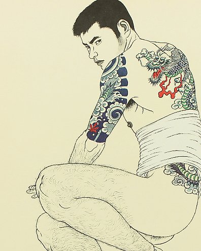 Woodblock Print mounted on a Hanging scroll 'Suiboku Ink