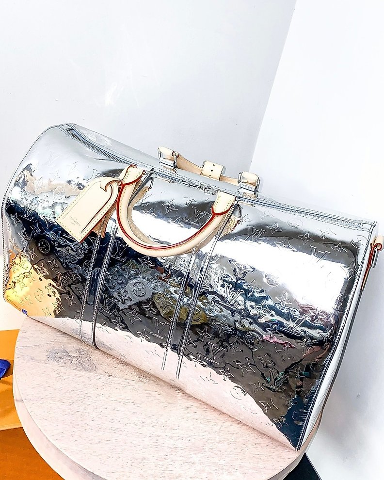 Louis Vuitton Virgil Abloh Jacquard Polyester Landscape Keepall 50 Bandoulière Silver Hardware, 2022 (Like New), Handbag