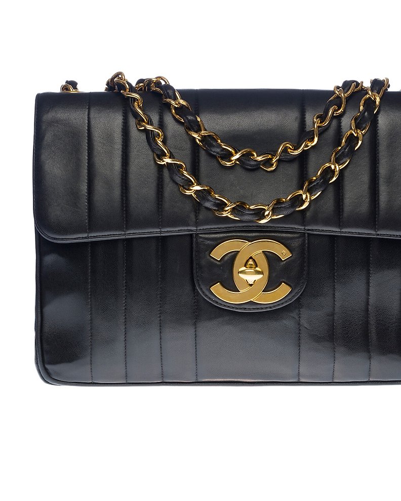 Chanel Vintage Black Coco Paris Double Flap Bag at 1stDibs